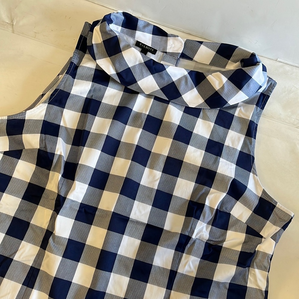 Talbots Blue Checkered Sleeveless Top Size 14